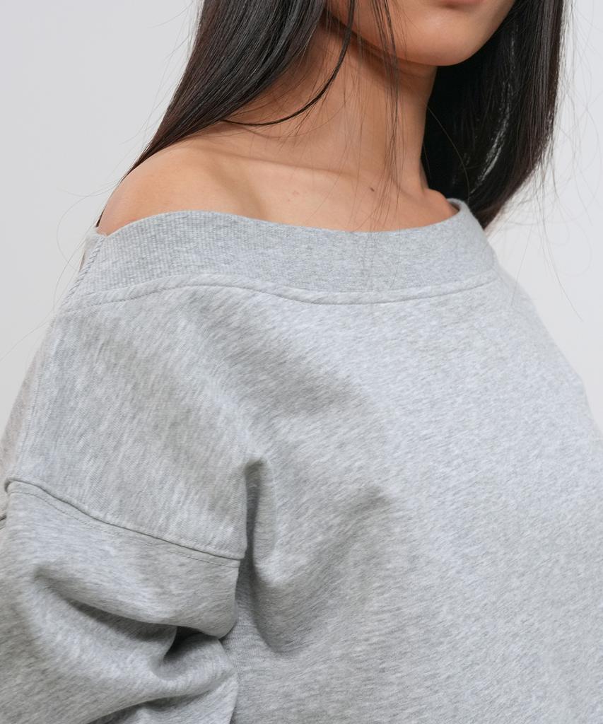 General Idea Boat Neck Sweatshirt Dress [Melange Grey] / Gf2Lop509