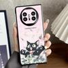 Black Cat and Pink Dragon Retro Happy Magnetic Case for Huawei MateX3/X5, Folding and Protective Cover for Women