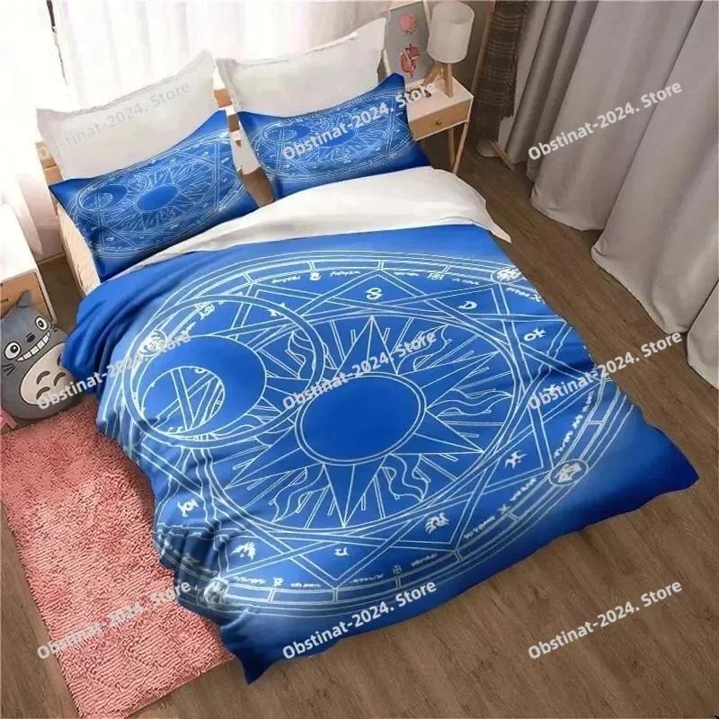 Anime Cardcaptor Sakura Printed Bed Set Duvet Cover Pillowcase Bedding Set Bed Linen Sheet Quilt Cover Full Queen King Size