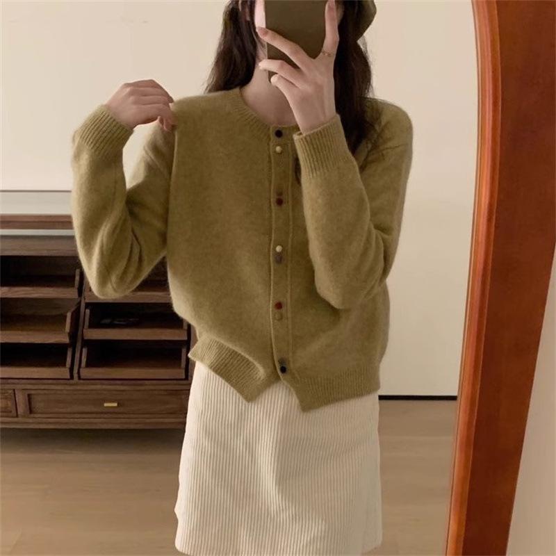 YYFS Women's Fashion Casual Fall Winter Solid Color Print Long Sleeve O-Neck Sweaters