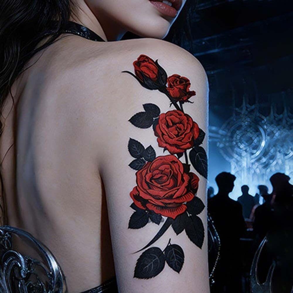 Waterproof Flower Temporary Tattoo Stickers Leopard Lion Snake Floral Fake Tattoos Girl