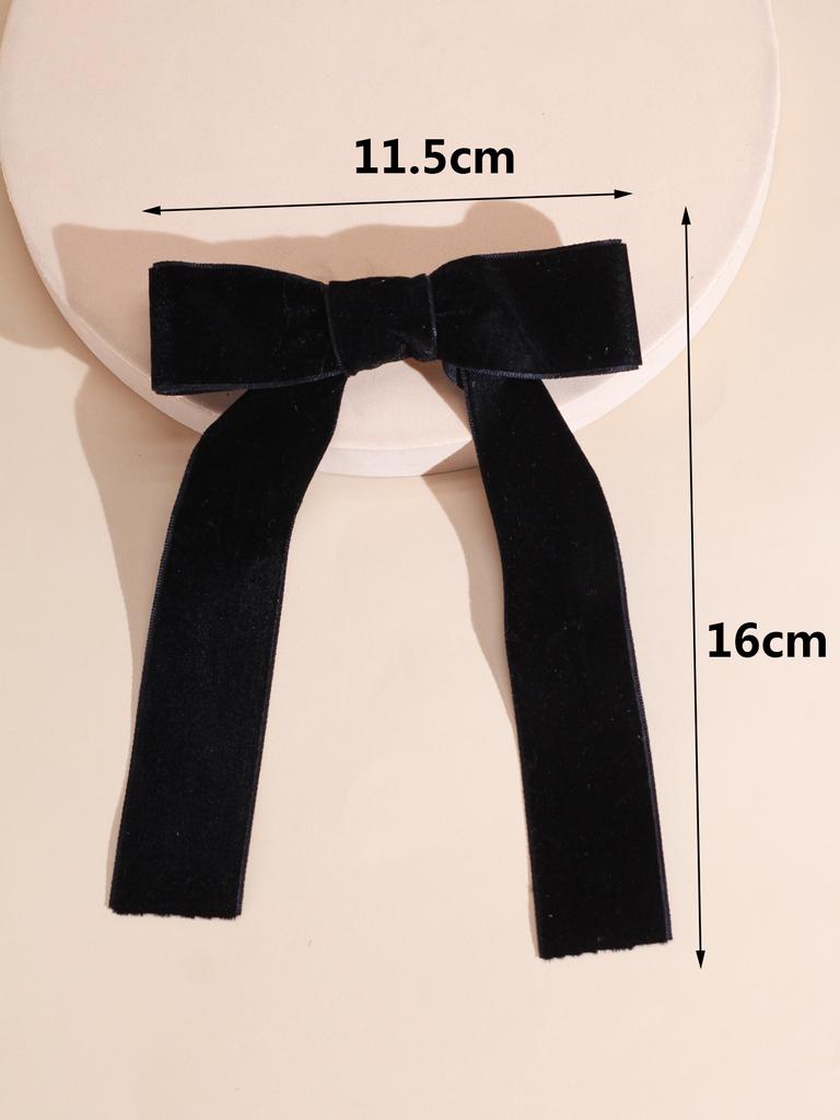 Lystrfac Vintage Velvet Hair Bow For Women Long Ribbon Hairpin Simple Fashion Top Clip Ladies Hairgrips Hair Accessories