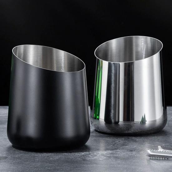 yangyizhi Stainless Steel Ice Bucket, Heavy Duty Champagne Wine Cooler with Slanted Mouth, Thickened Beer Multi-Use Trash Can for Bar KTV