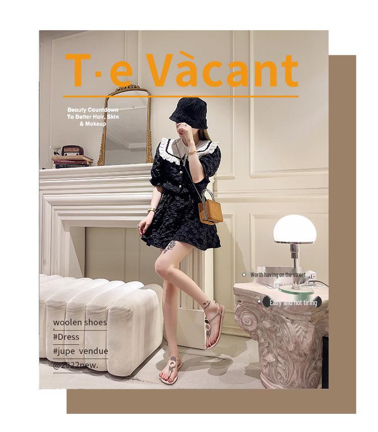 Women's Summer Casual Flat Sandals - Hollow Buckle Soft Bottom Beach Sandals