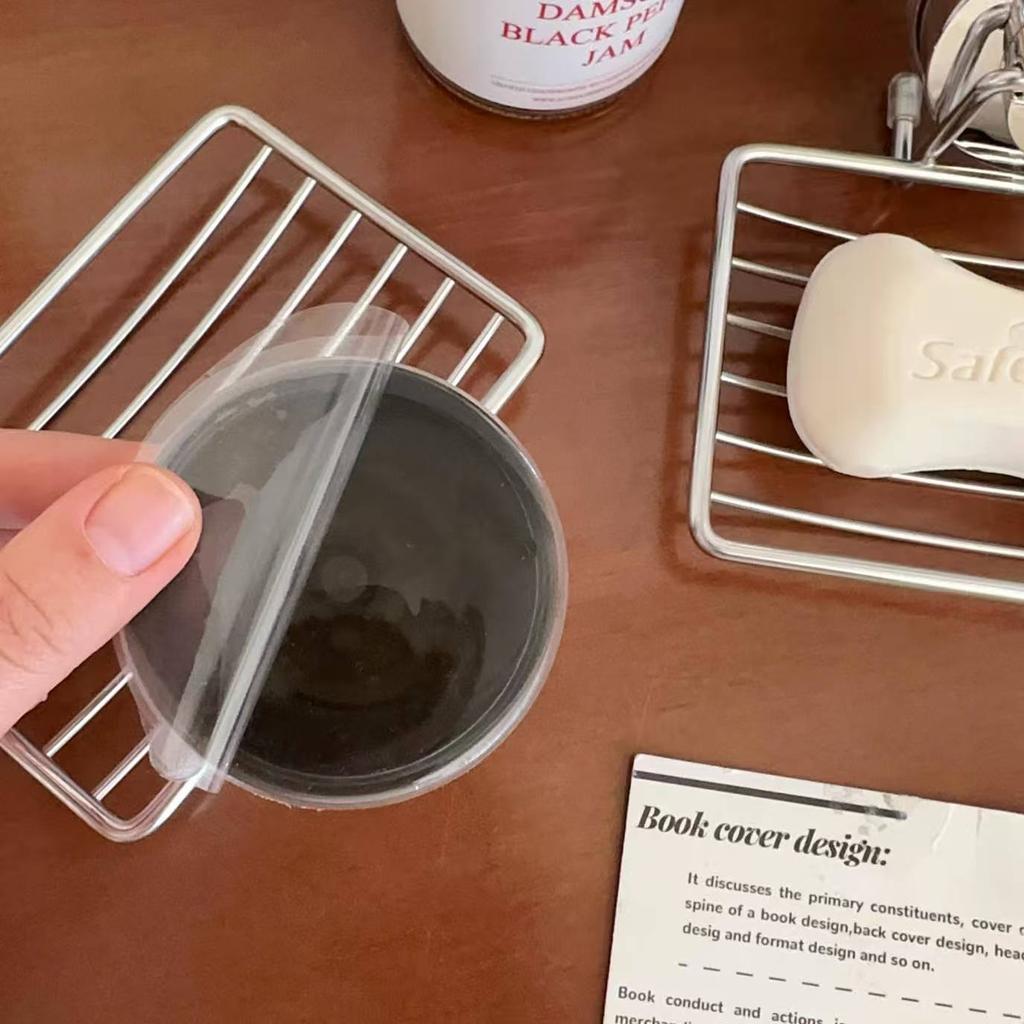 Suction Cup Soap Dish No Drill Wall Mounted Drainage Rack Bathroom Soap Holder Stainless Steel Grid Organizer For Home Bathroom