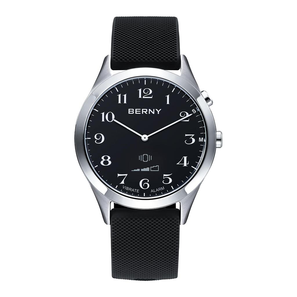 BERNY Wibrujący Zegarek z Ukrytym OLED Wibracje i Alarm Specjalnie Zaprojektowany dla Osób Starszych i Niedosłyszących Wodoodporny do 3 ATM, Wielofunkcyjny