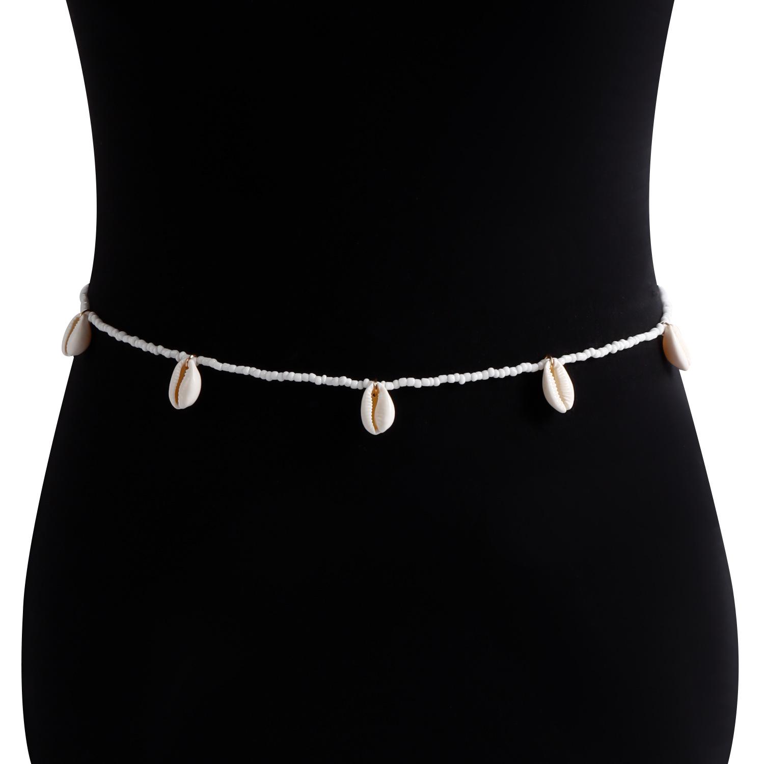 European and American foreign trade jewelry, bohemian white rice beads handmade beaded waist jewelry women, daisy flower fresh waist chain