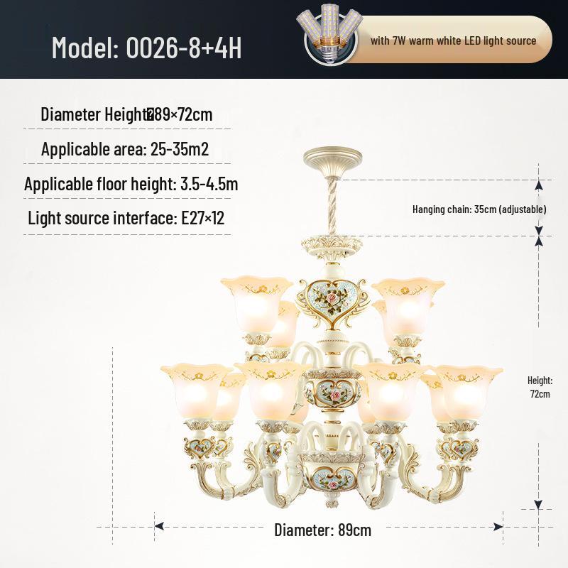 European Retro Resin Chandelier for Living Room, Restaurant, or Bedroom - Warm Atmosphere and Unique Style