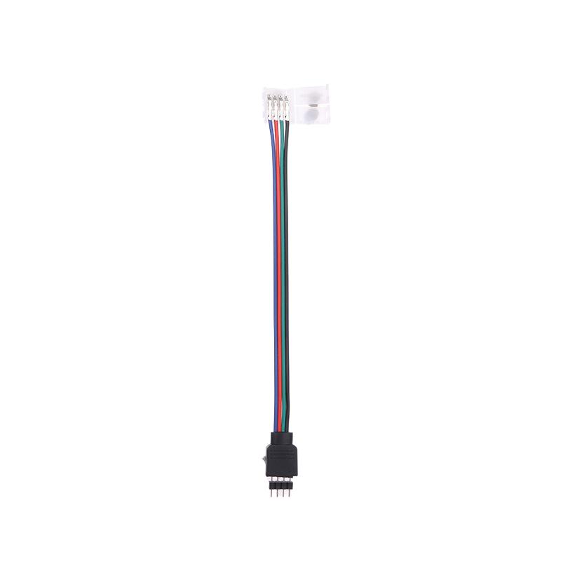 5Pcs 5050 Led Rgb Strip Light Connector 4 Pin Conductor Strip To Controller Jumper Solderless Clip On Pigtail Power Adapter
