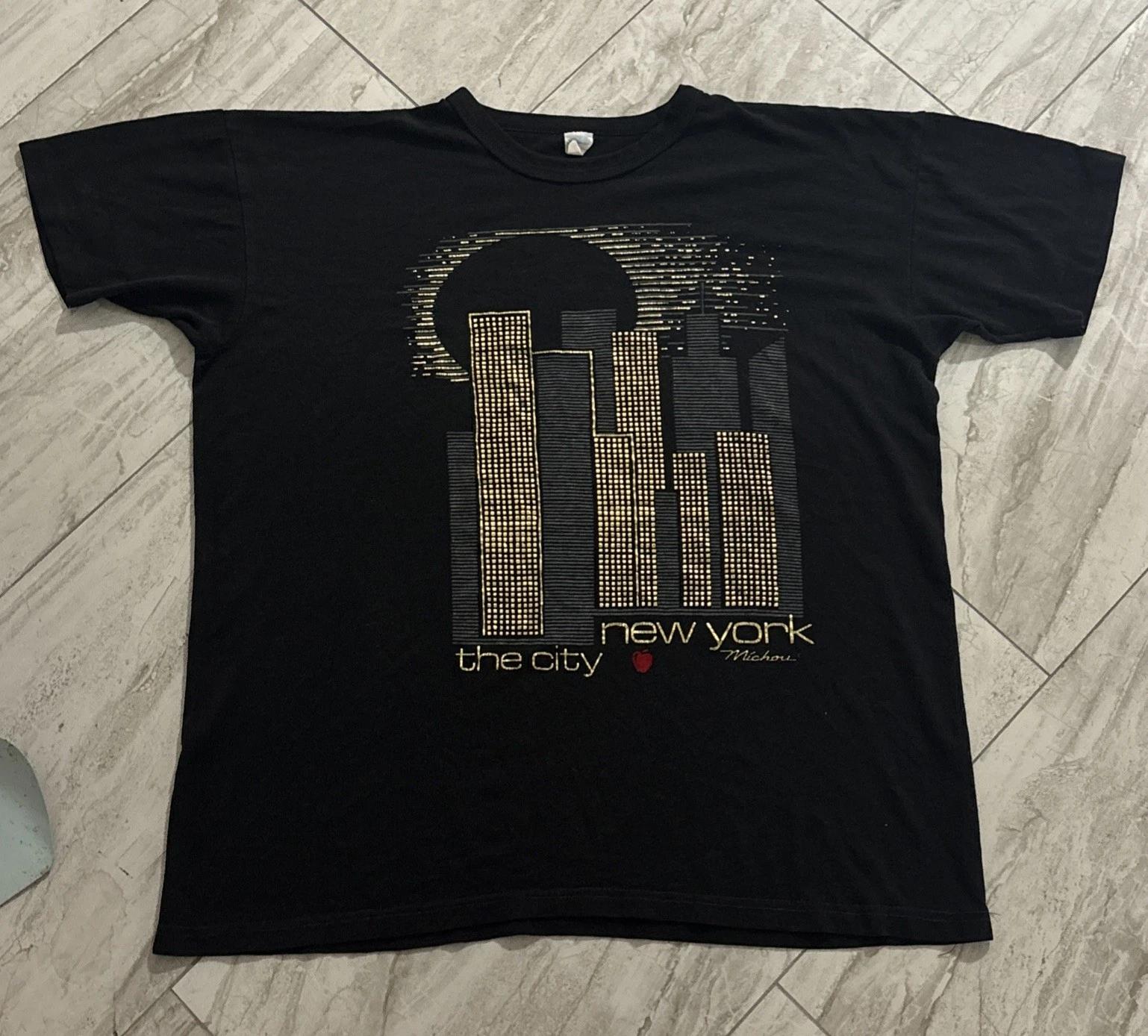 Vintage New York T-Shirt Mens XL Black Skyline Graphic Souvenir Made USA 80s XL
