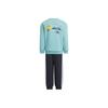 Adidas Casual Sports Set Lightweight Sports Series Pullover Round Neck Long Sleeve Sweatshirt Comfortable Loose Striped Pants 2-Piece Set KC2822