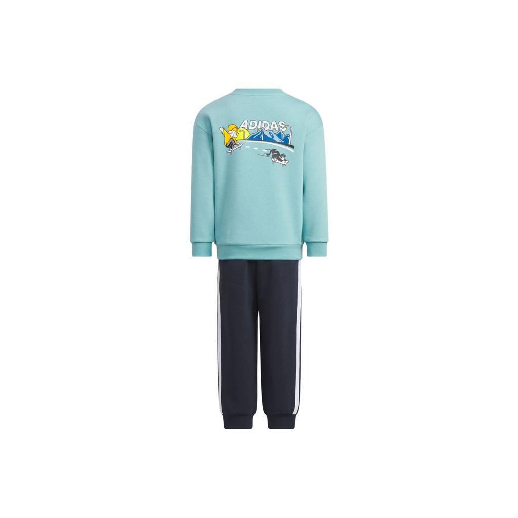 Adidas Casual Sports Set Lightweight Sports Series Pullover Round Neck Long Sleeve Sweatshirt Comfortable Loose Striped Pants 2-Piece Set KC2822