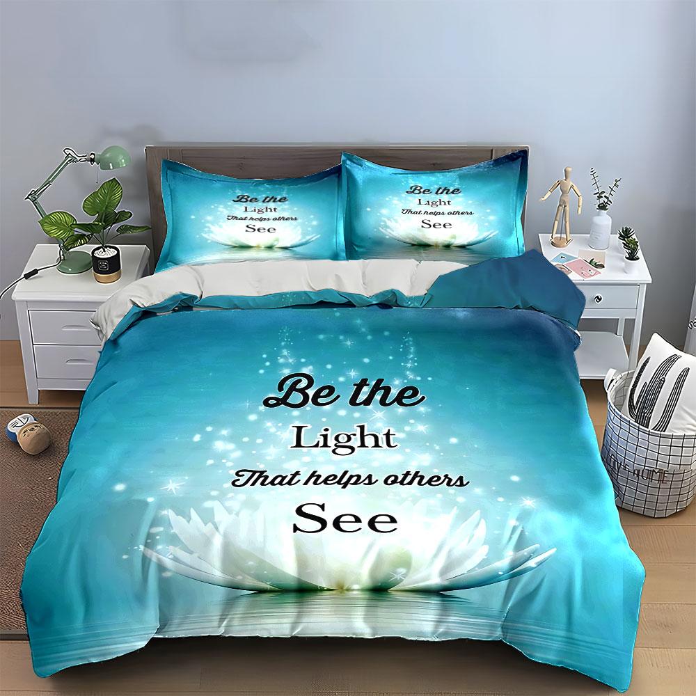 Be the Light Inspirational Design Bedding Duvet Cover Set Duvet Cover Pillowcases (1*Duvet Cover 2*Pillowcases, Without Duvet Insert)
