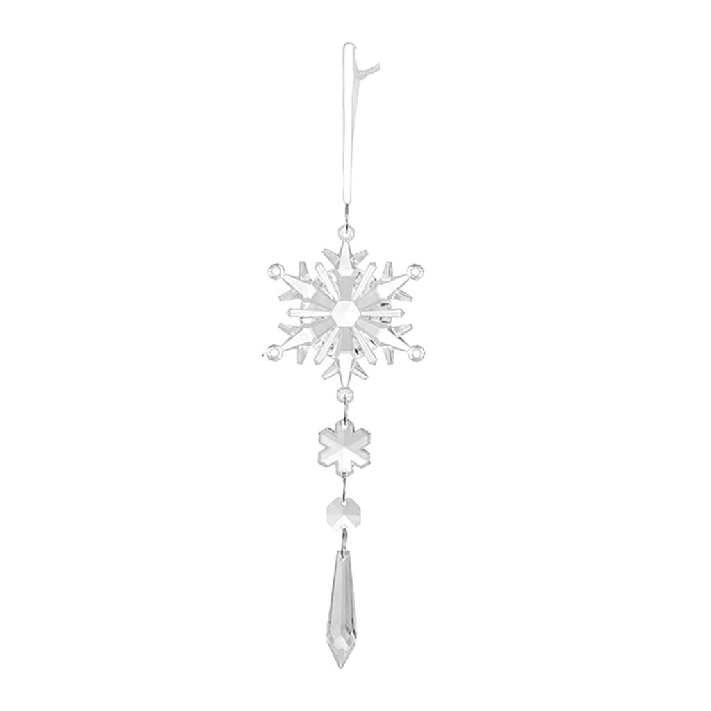 18 Pcs Crystal Xmas Ornament Clear Acrylic Snowflake Icicle Hanging Decoration for Holiday Party Transparent