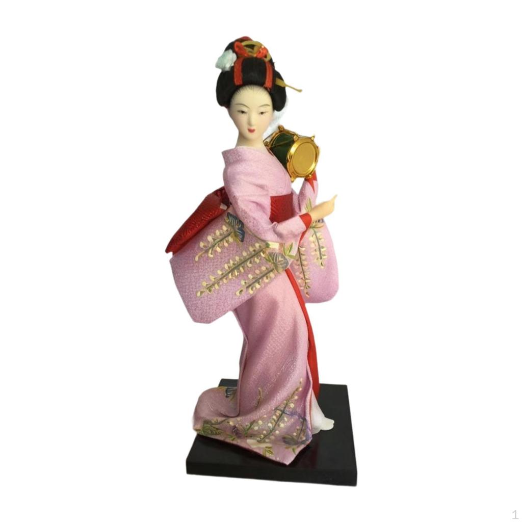 23cm (9 Inch) Japanese Geisha Doll, Asian Sculpture, Desk Ornament, Collectible Figurine, for Bar