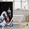 Japanese Ukiyoe Fish Shower Curtain Ocean Surfing Koi Fabric Shower Curtains Kids Boys Adult Japanese-Style Exotic Koi Animal