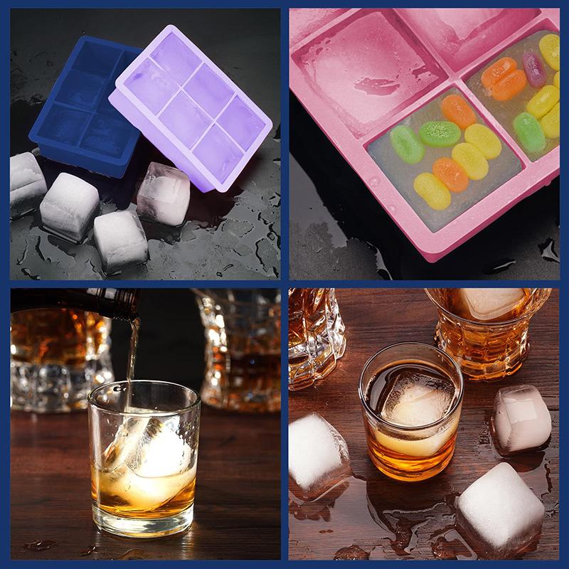 Ice Cube Tray with Lid Silicone Molds Square Large Ice Cube Mold for Whiskey Freezer Containers Cocktails Easy Release BPA Free