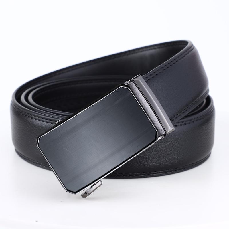 Belt Men's Alloy Automatic Buckle Cowhide New Trendy Automatic Buckle Pants Belt Business Casual Young and Middle Aged Leather Belt