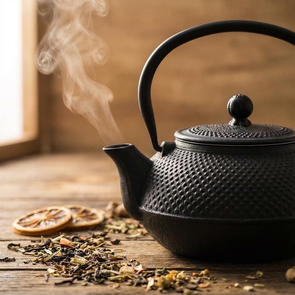 Cast Iron Kettle Black 1.5L Tea And Herb Infuser Enamel