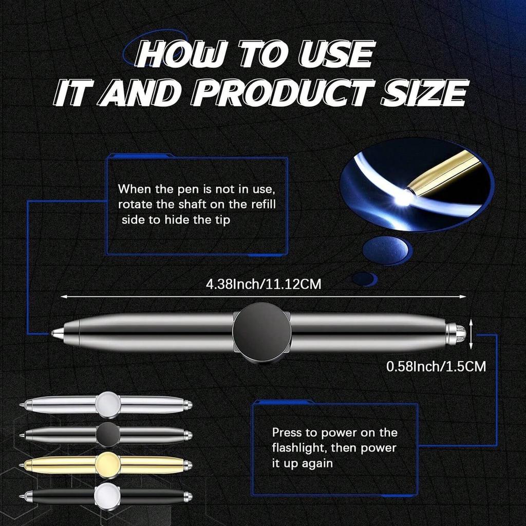 Pen Spinner Stift mit LED-Licht Multifunktionaler Stift Hilft Stressabbau Denk-Kugelschreiber Rotierend Anti-Stress Angst