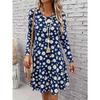 Women's Fashion Casual 3D Print Long‑Sleeve Short Dress