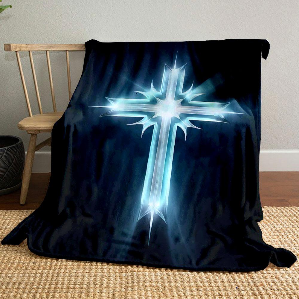 

Glowing Cross Blanket Printed Blanket for Living Room Bed Couch lunch break Soft Cozy Blanket for Friend s festival Gift 80cm x 120cm