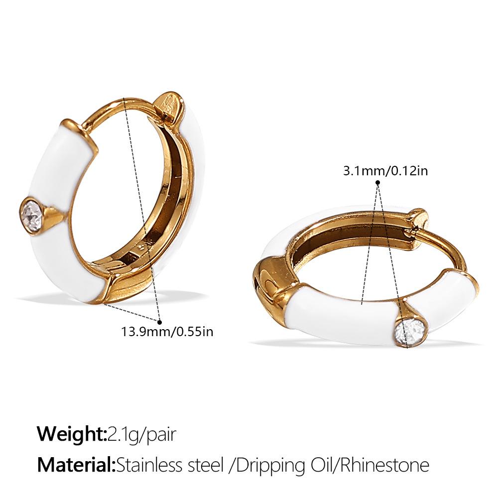Japanese and Korean Popular Jewelry, Stainless Steel Gold-plated Earrings, Ear Buckles, Summer Earrings, Inlaid Rhinestone Earrings.