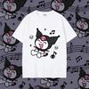 2026 New Summer Kuromi Cute Print Tee Casual Short Sleeve Cotton Tops for Adults Kids Sweet Kawaii Style Daily Outfit
