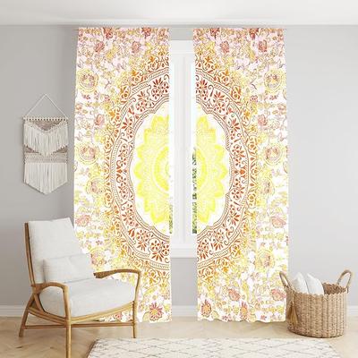 Wunderschöne indische böhmische psychedelische Hippie Ombre Fenstervorhangpaneele für Schlafzimmer, Wohnzimmer, Balkon (Rot Gelb Leidenschaft Ombre)