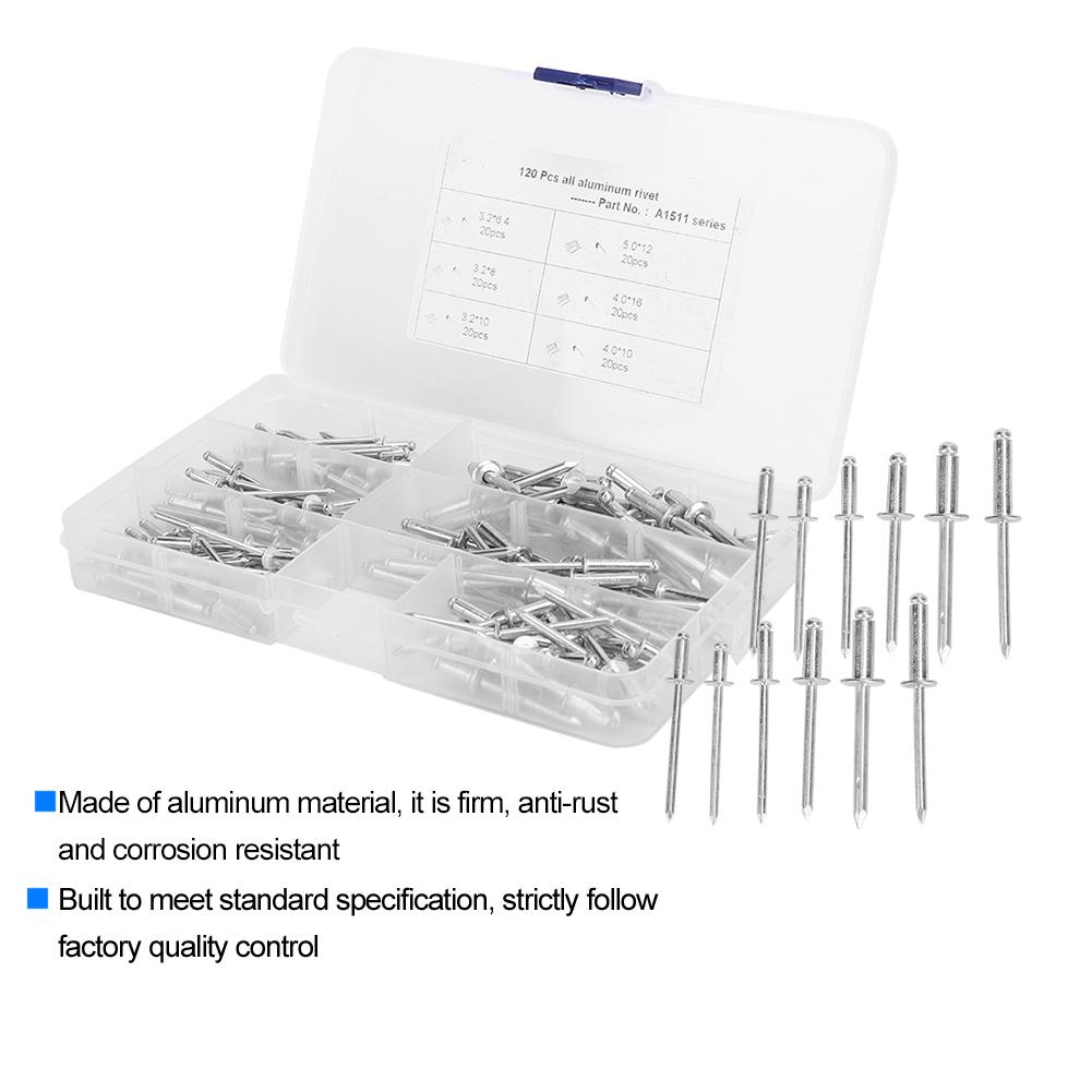 120pcs Aluminum Blind Rivets Anti Rust Anti Corrosion Practical Boat Industry Accessory
