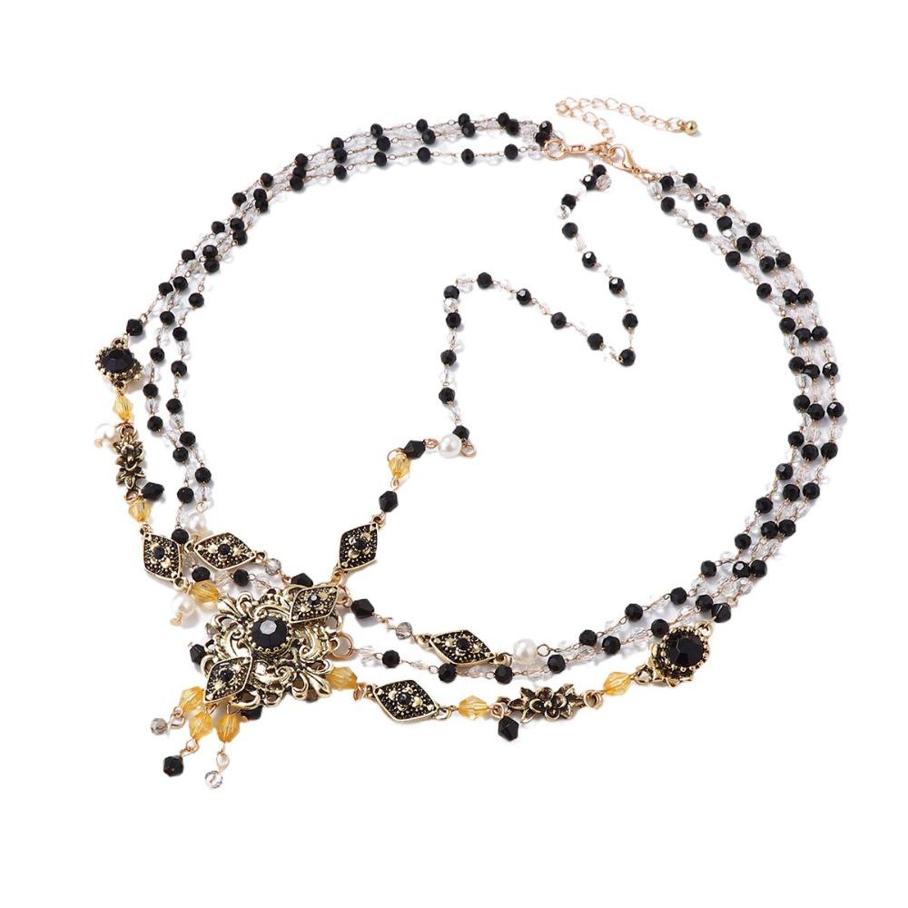 Luxury Baroque Headwear Necklace Elegant Gothic Headpiece Necklace  Music Festivals золотой