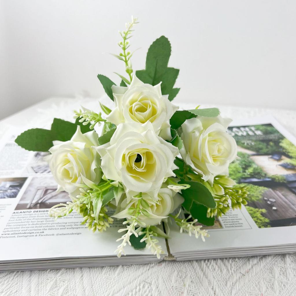 5 Köpfe Frischer und Üppiger Rosen Simulierte Blume Wohnzimmer Esstisch Hochzeits-Requisiten Camping-Dekoration