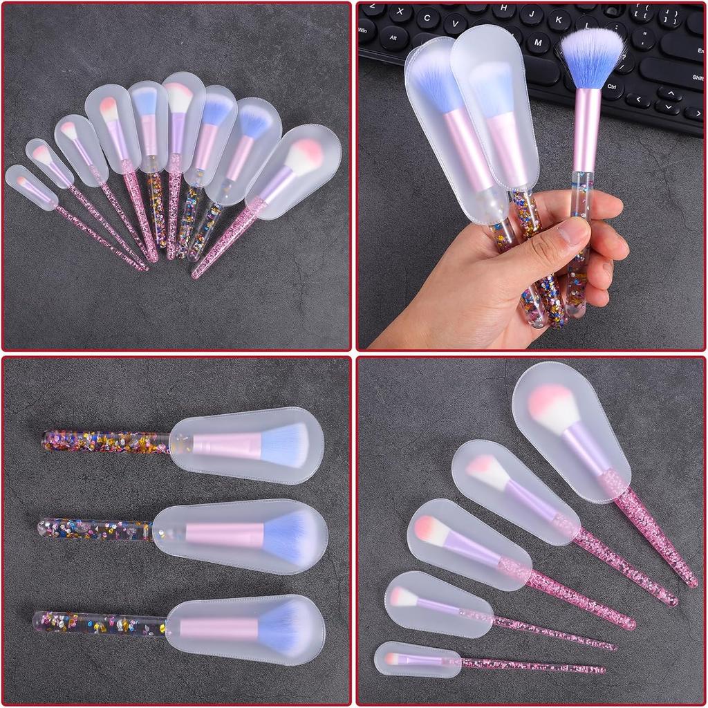 Jeffdad 20 Pcs Makeup Brush Covers, 5 Sizes Clear Make up Brush Protective Protector Sleeves for Travel & Storage, Lightweight and Durable Plastic