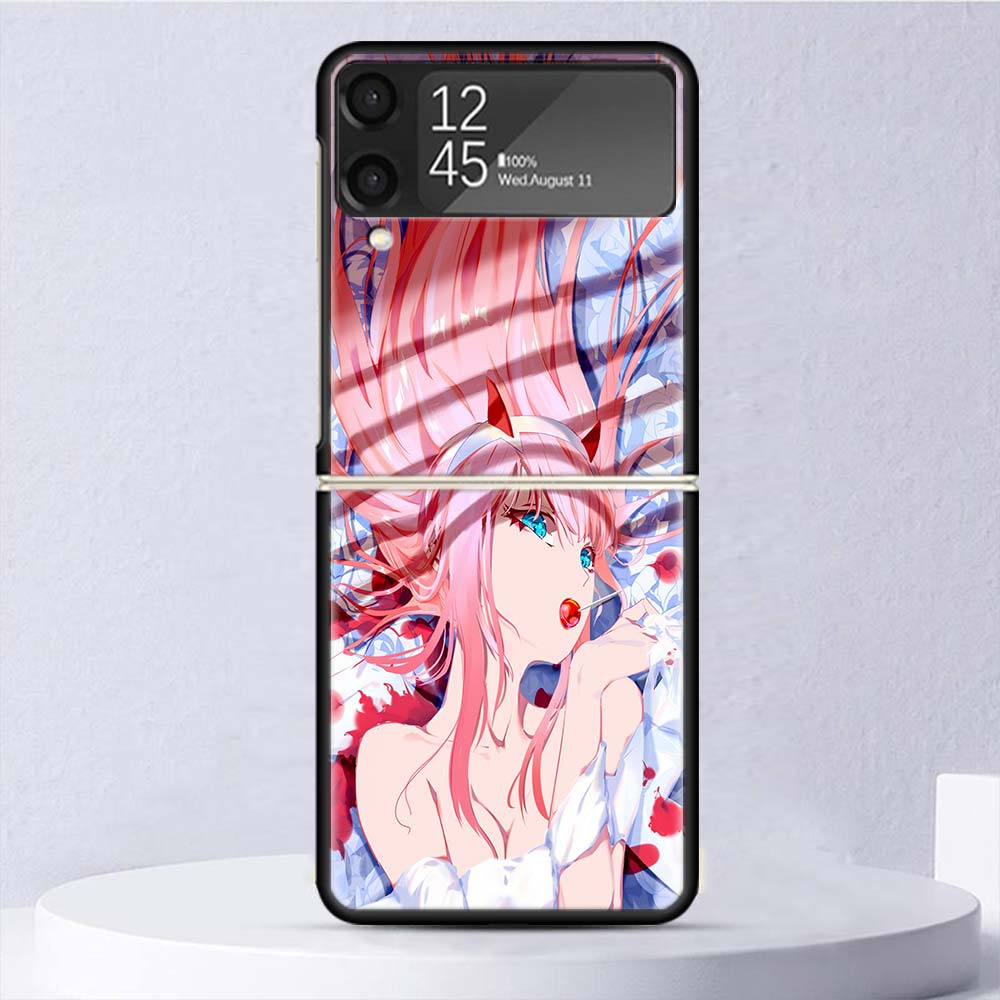 Zero Two Darling In The Franxx 02 Shockproof Case For Samsung Galaxy Z Flip 7 6 5 4 3 5G Phone Cover Z Flip3 Flip4 Flip5 Flip6 F