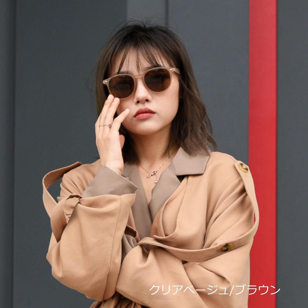 Nanala Round UV Protection Sunglasses Date Glasses Unisex with Case TY2930 Clear [nanala] Beige/Brown