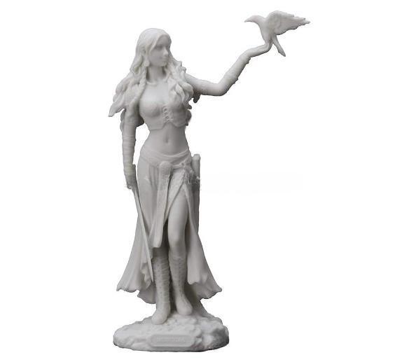 High Quality 15cm Resin Statues Morrigan The Celtic Goddess of Battle with Crow Sword Bronze Finish Statue for Home Decoration