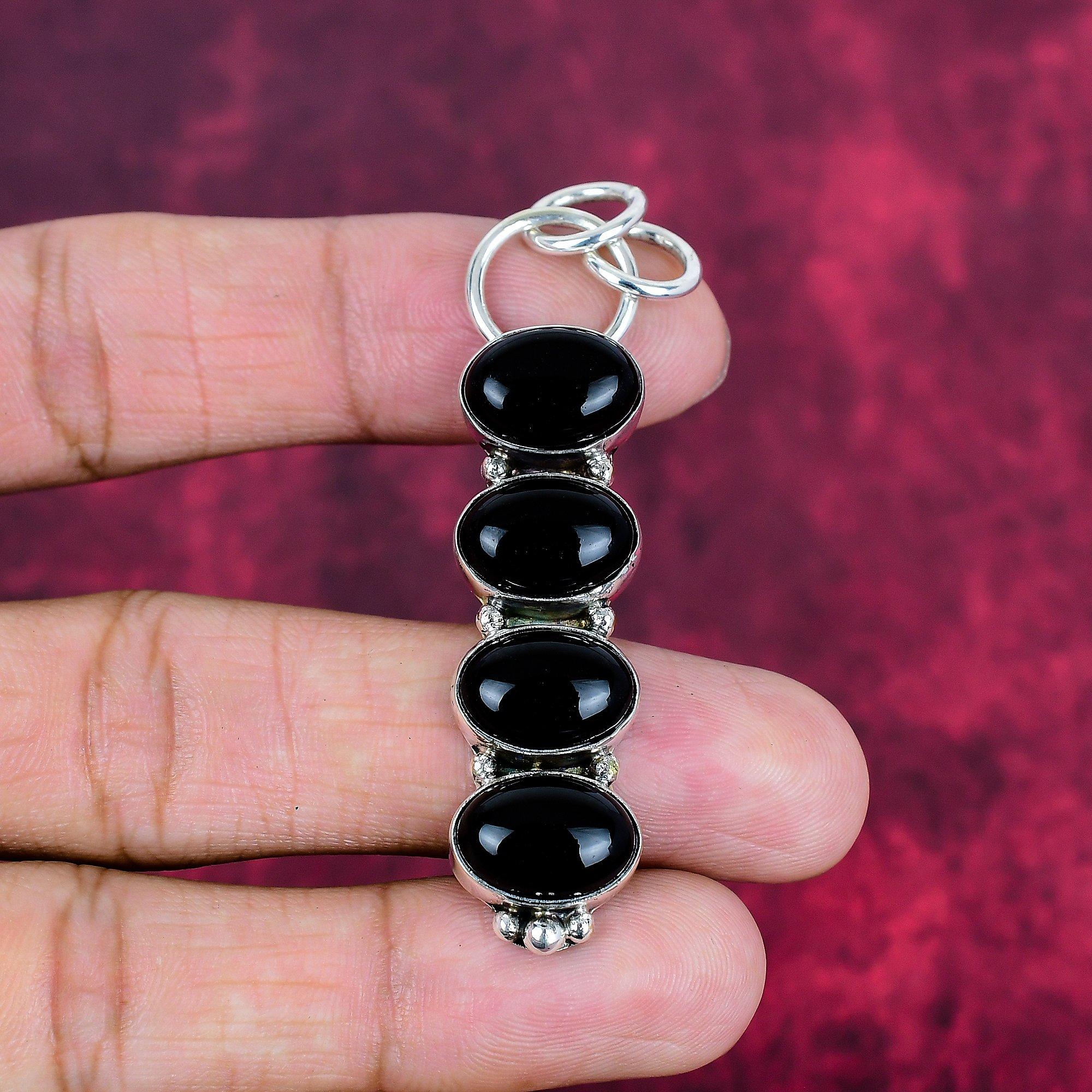 

Ювелирные изделия из черного оникса, кулон из стерлингового серебра 925 пробы, ювелирные изделия ручной работы с драгоценными камнями, подарки для жены, абсолютно новый кулон 2.63 Inches чёрный