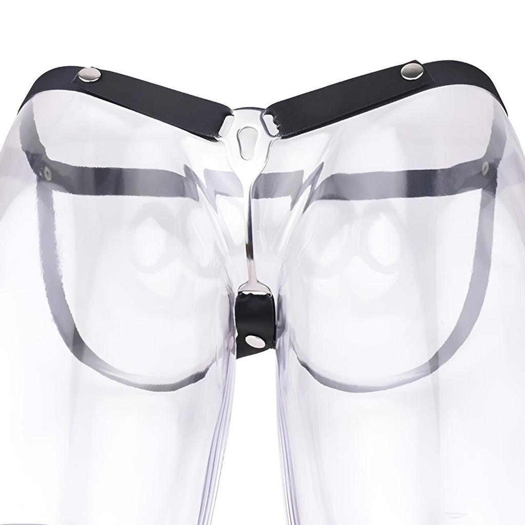 FRRK Metallkäfig für männliche Keuschheit mit Imitation Vagina für Transgender und kleine Penisse, Gebogener Haken Klebe-Typ CB-Schloss.