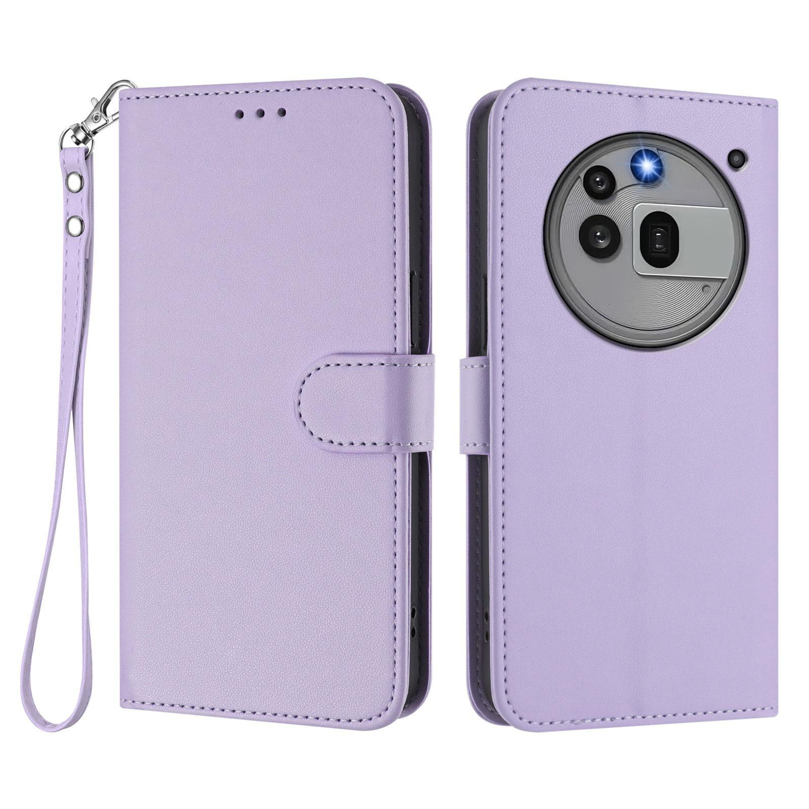 

For Nothing Phone (3a) Pro Leather Case Wallet Stand Phone Cover with Wrist Strap Light Purple