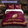 Queensland Maroons Customized Name Text Bedding Set, 1 Duvet Cover & 2 Pillowcases Personalized Bedroom Gift