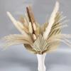 19pcs Simulation Palm Leaf Reed Rabbit Tail Grass Pampas Grass Flower Bundle Bohemian Wedding Home Decor Flowers Bouquet