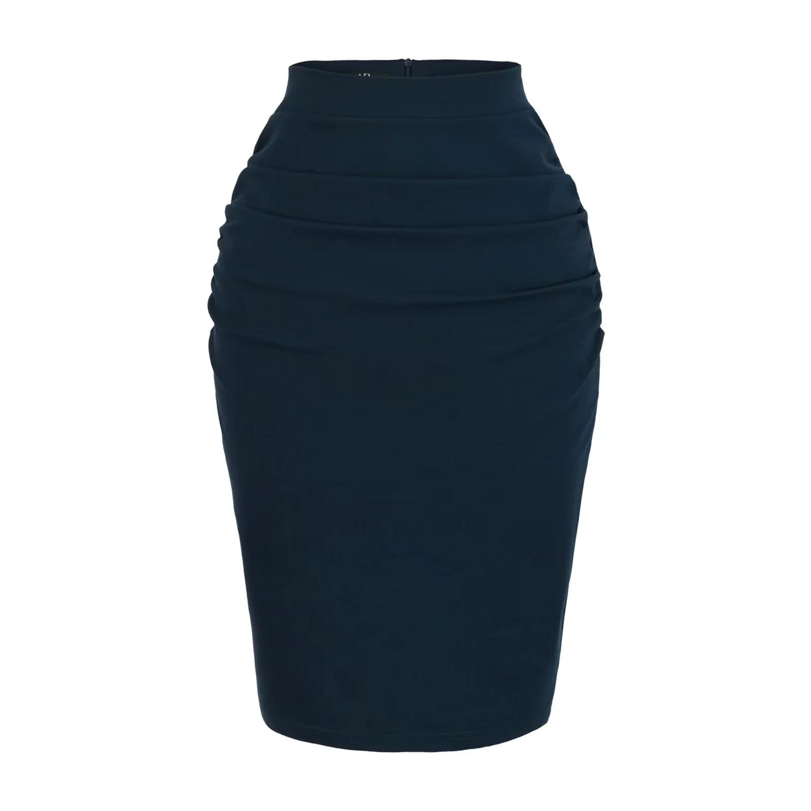 

Feng Dian Mei Ku Осень 2025 Складчатая юбка с высокой талией и сексуальным разрезом для женщин - Европейский и американский стиль Extra Small темно-синий