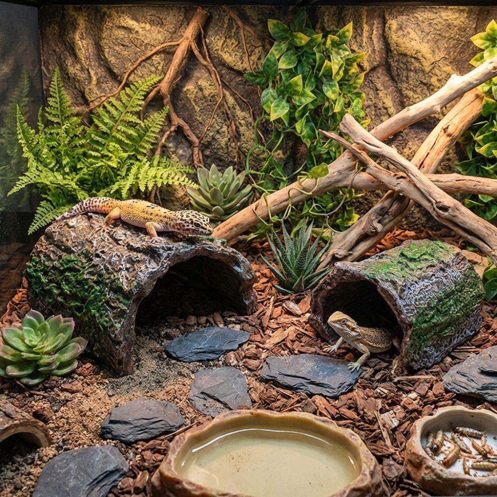 Simulation Tree Hole Shelter Hollow Reptile Cave Unique Lizard Hideaway Shelter  Aquarium