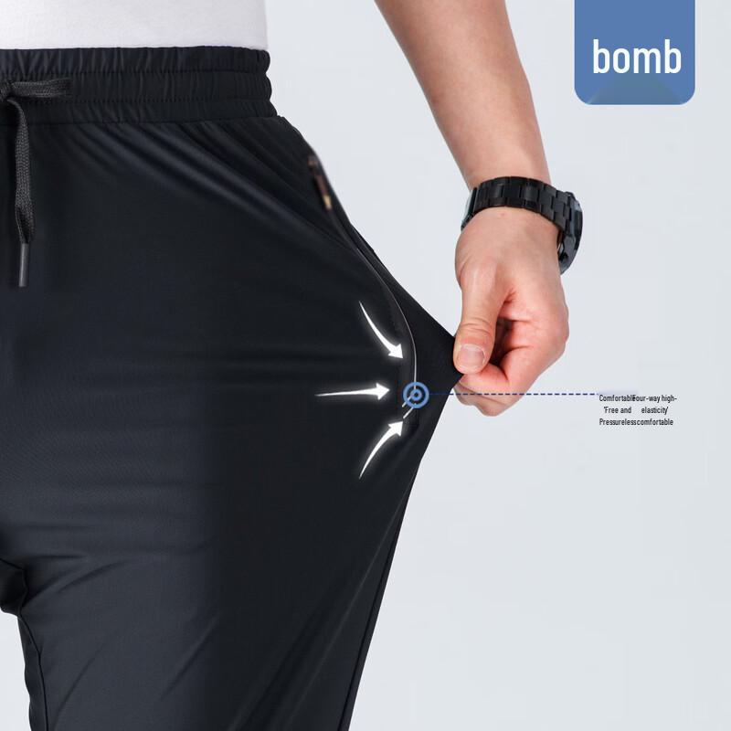FORTEI Men's Ice Silk Breathable Quick-Dry Straight Leg Trousers