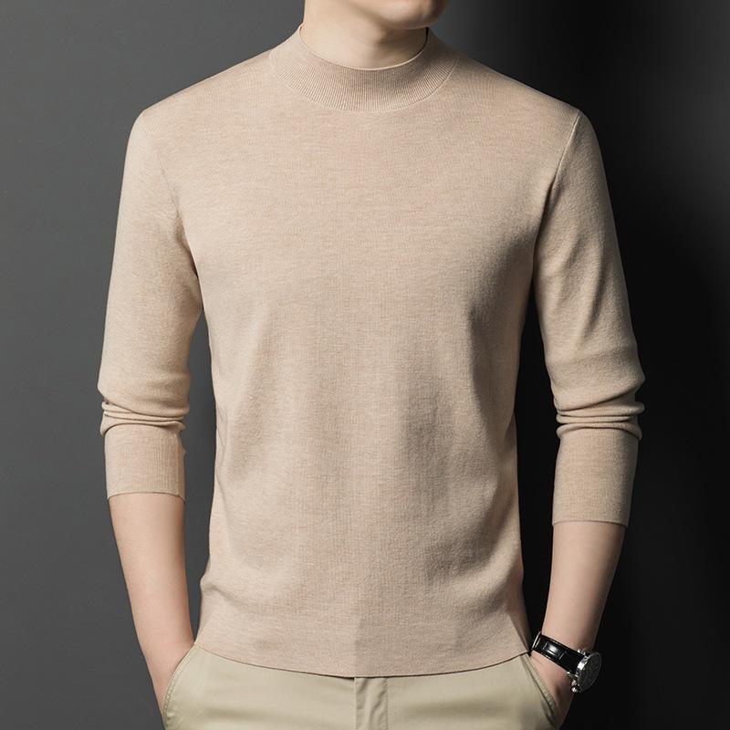 450g Fine Merino Wool Men's Half-High Neck Sweater - Autumn/Winter 2025, 16 Gauge, Machine Washable.