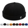 Men Embroidered Coconut Tree Docker Cap New Spring Brimless Hats Hip Hop Beanie Skullcap Solid Color Pumpkin Portable Melon Cap