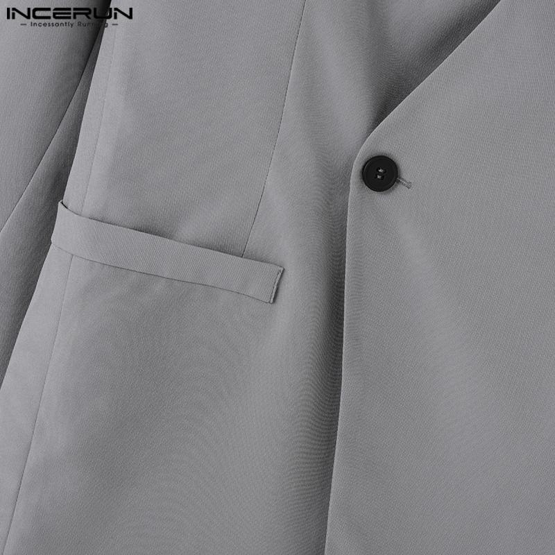 INCERUN Men Collarless Long Sleeve One Button Blazer Casual Oversized Thin Suit Coats