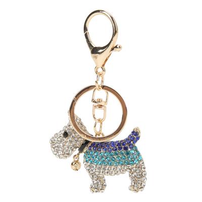 Dog Keychain Electroplating Process Rhinestones Puppy Keychain Pure Color Dripping Process Keychain