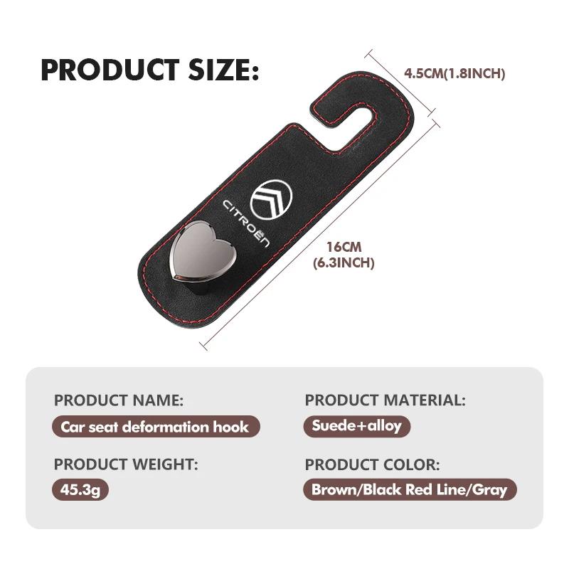 AIZIGI1 Car Seat Headrest Hook Hidden Hook Suede Metal Hanging Hanger For Citroen C4 C3 C5 C1 C2 C6 VTS C4L DS3 DS4 DS5 Grand Berlingo
