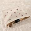 Fashion Cherry Printed Corduroy Makeup Bags Large Capacity Lightweight Zipper Makeup Storage Box Multifunctional Bag with Lining